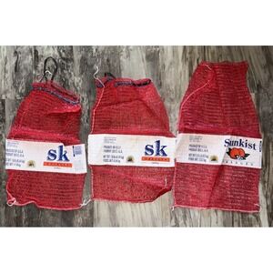 Set Of 3 Vintage Sunkist SK Oranges Mesh Produce Bags Red Prop 1995